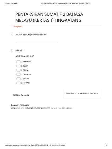 Soalan Google Form Bahasa Melayu Tingkatan 2 Image