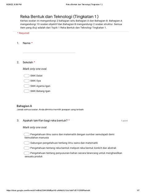 Soalan Google Form Rbt Tingkatan 1 Image